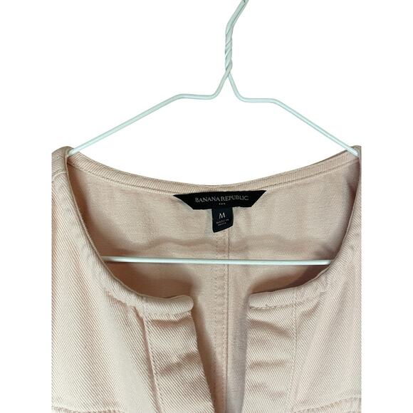 Banana Republic Petal Pink Denim Mini Dress Size Medium 100% Cotton Utility - Picture 3 of 7